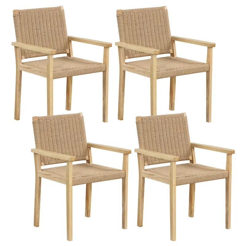 Lot de 2 ou 4 tabourets de salle à manger 18 pouces sans dossier avec structure en bois et assise en papier tissé