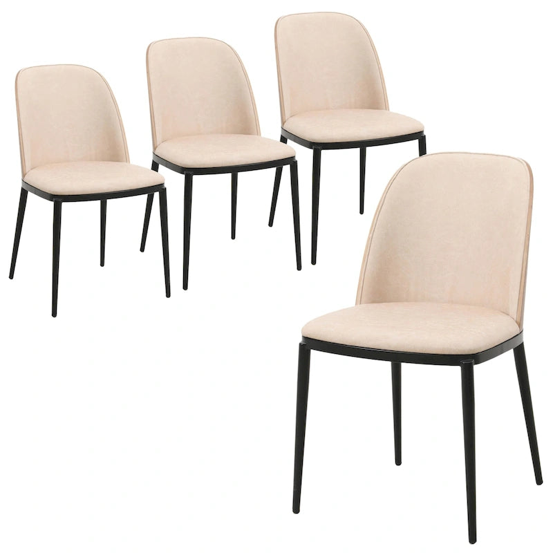 Ensemble de 4 chaises de salle à manger avec assise rembourrée et structure en MDF et acier.