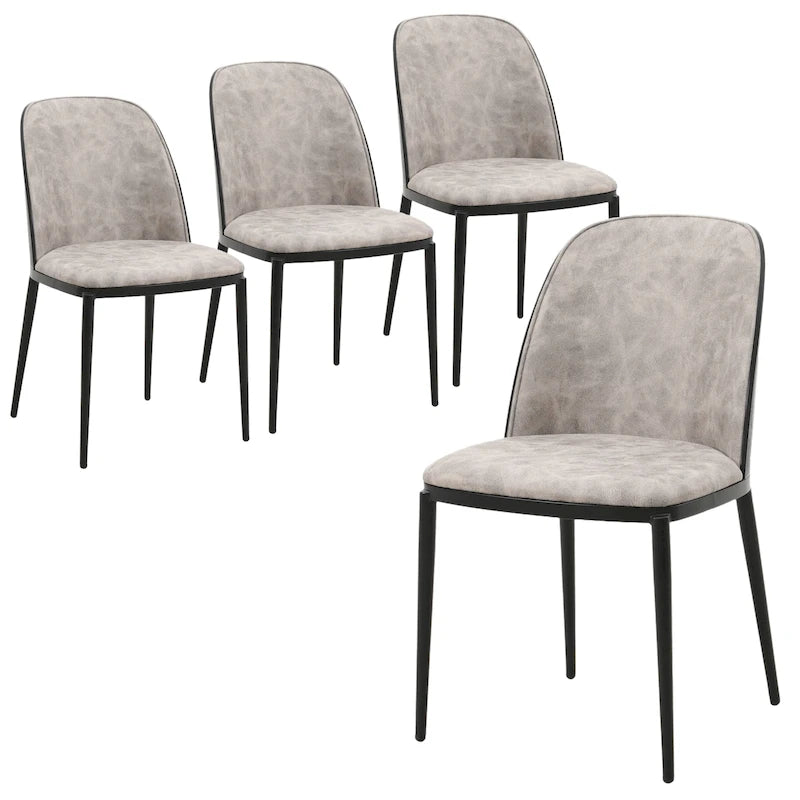 Ensemble de 4 chaises de salle à manger avec assise rembourrée et structure en MDF et acier.