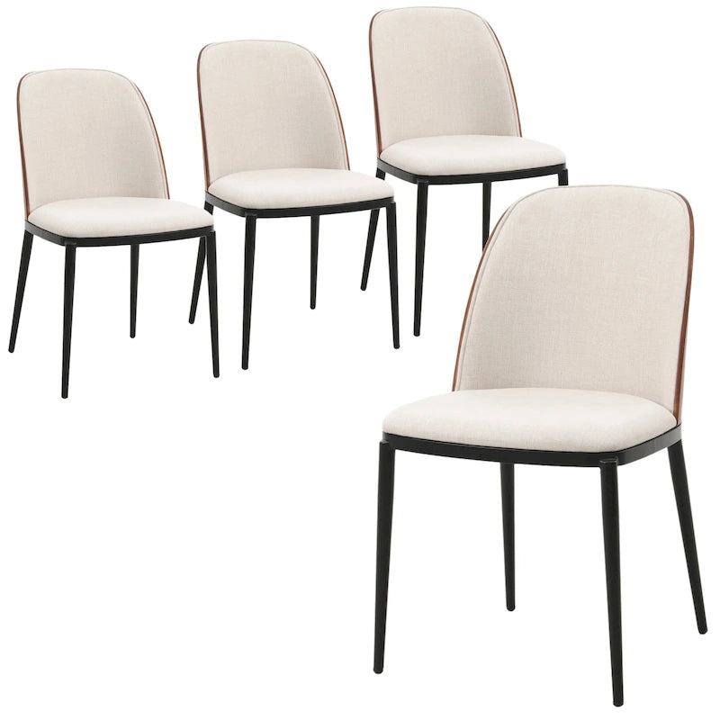 Ensemble de 4 chaises de salle à manger avec assise rembourrée et structure en MDF et acier.