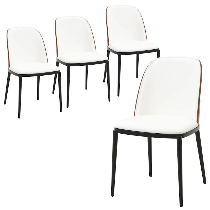 Ensemble de 4 chaises de salle à manger avec assise rembourrée et structure en MDF et acier.