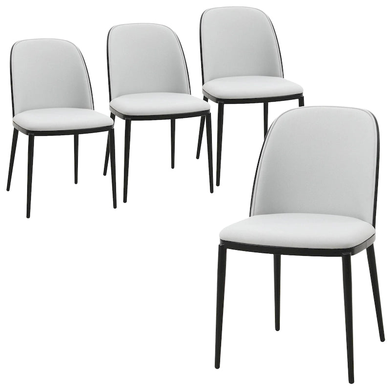 Ensemble de 4 chaises de salle à manger avec assise rembourrée et structure en MDF et acier.