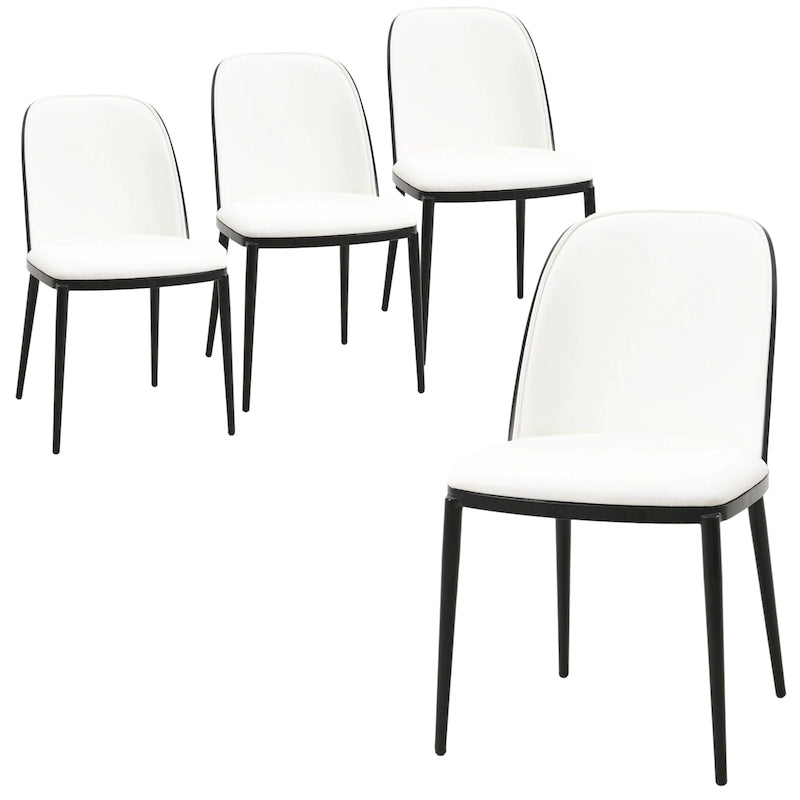 Ensemble de 4 chaises de salle à manger avec assise rembourrée et structure en MDF et acier.