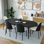 Ensemble de 4 chaises de salle à manger avec assise rembourrée et structure en MDF et acier.
