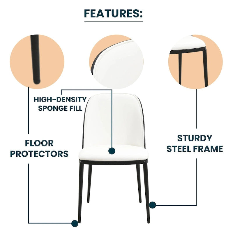 Ensemble de 4 chaises de salle à manger avec assise rembourrée et structure en MDF et acier.