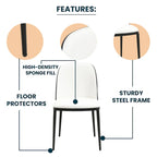 Ensemble de 4 chaises de salle à manger avec assise rembourrée et structure en MDF et acier.