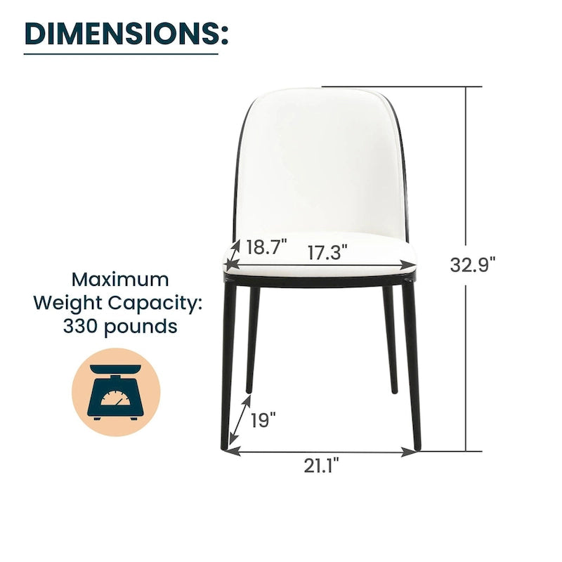 Ensemble de 4 chaises de salle à manger avec assise rembourrée et structure en MDF et acier.