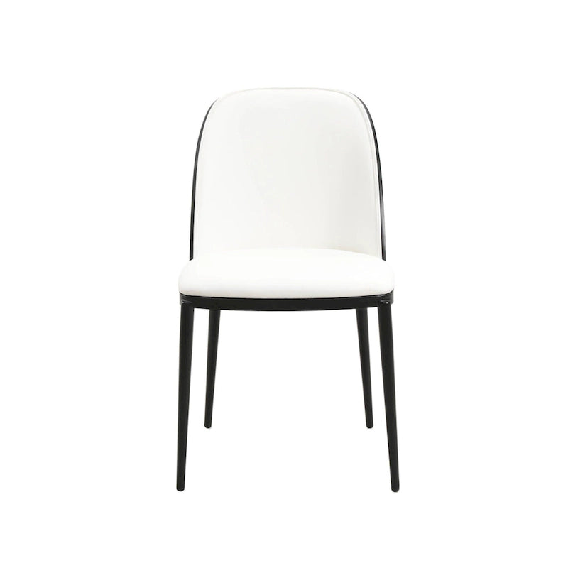 Ensemble de 4 chaises de salle à manger avec assise rembourrée et structure en MDF et acier.