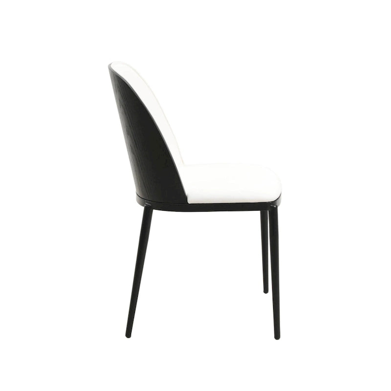 Ensemble de 4 chaises de salle à manger avec assise rembourrée et structure en MDF et acier.
