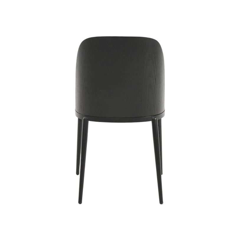Ensemble de 4 chaises de salle à manger avec assise rembourrée et structure en MDF et acier.