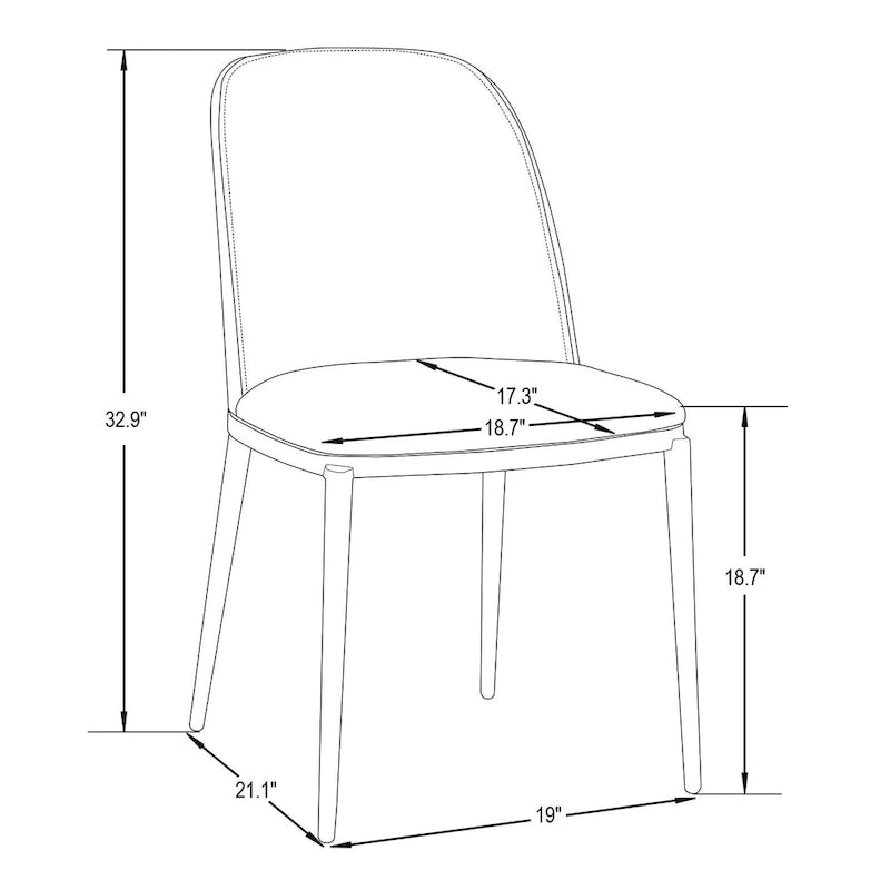 Ensemble de 4 chaises de salle à manger avec assise rembourrée et structure en MDF et acier.