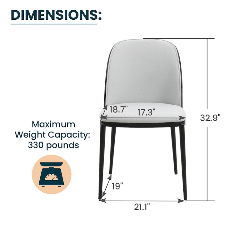 Ensemble de 4 chaises de salle à manger avec assise rembourrée et structure en MDF et acier.