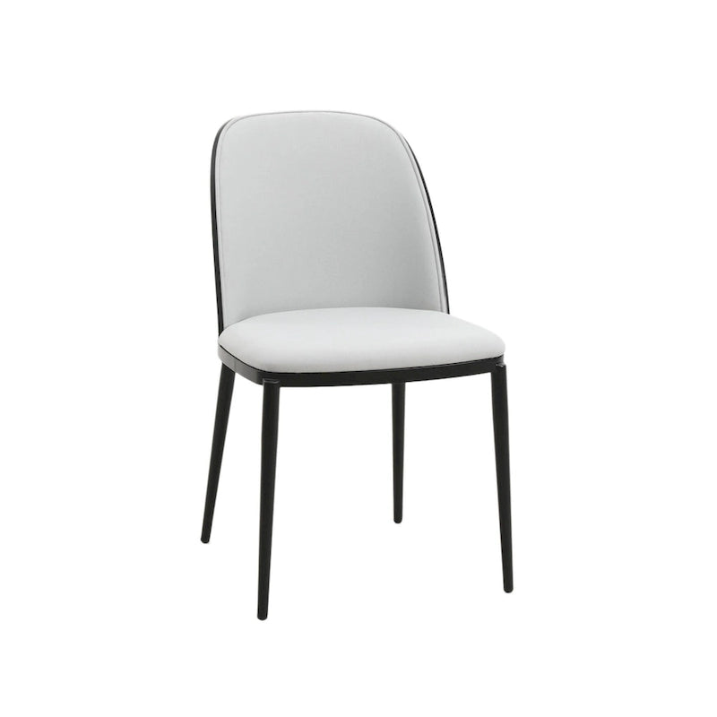 Ensemble de 4 chaises de salle à manger avec assise rembourrée et structure en MDF et acier.