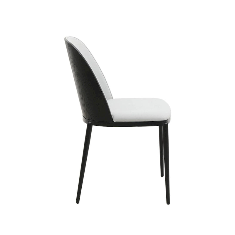 Ensemble de 4 chaises de salle à manger avec assise rembourrée et structure en MDF et acier.