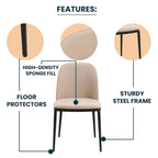 Ensemble de 4 chaises de salle à manger avec assise rembourrée et structure en MDF et acier.