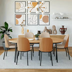 Ensemble de 4 chaises de salle à manger avec assise rembourrée et structure en MDF et acier.