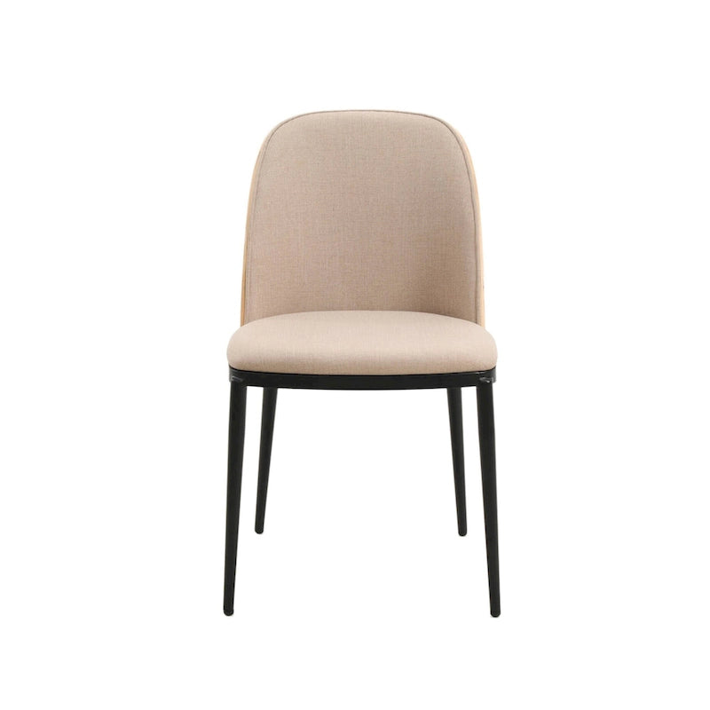 Ensemble de 4 chaises de salle à manger avec assise rembourrée et structure en MDF et acier.