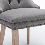 Chaise de salle à manger capitonnée en lin avec pieds en bois massif, lot de 2