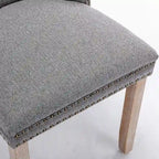 Chaise de salle à manger capitonnée en lin avec pieds en bois massif, lot de 2
