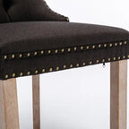 Chaise de salle à manger capitonnée en lin avec pieds en bois massif, lot de 2