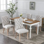 Chaise de salle à manger capitonnée en lin avec pieds en bois massif, lot de 2