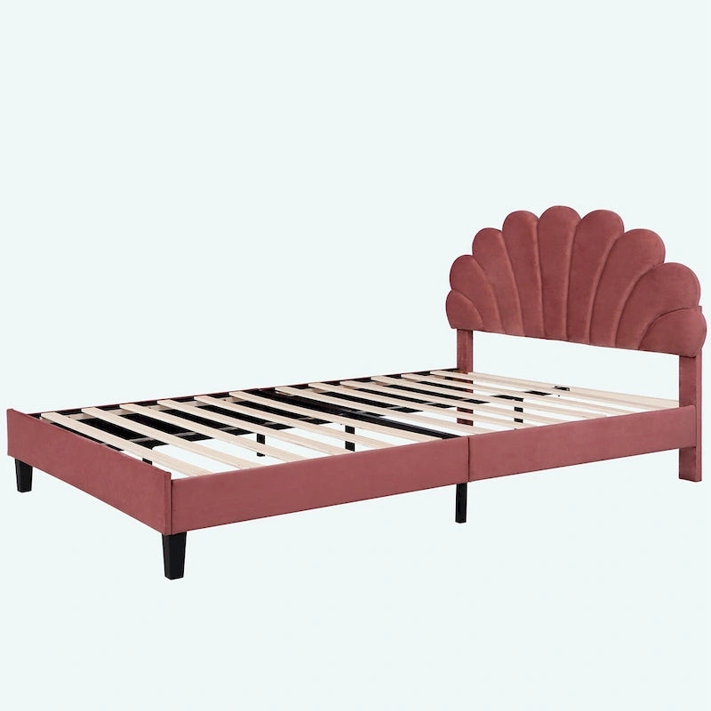 Lit plateforme rembourré Queen Size à motif floral