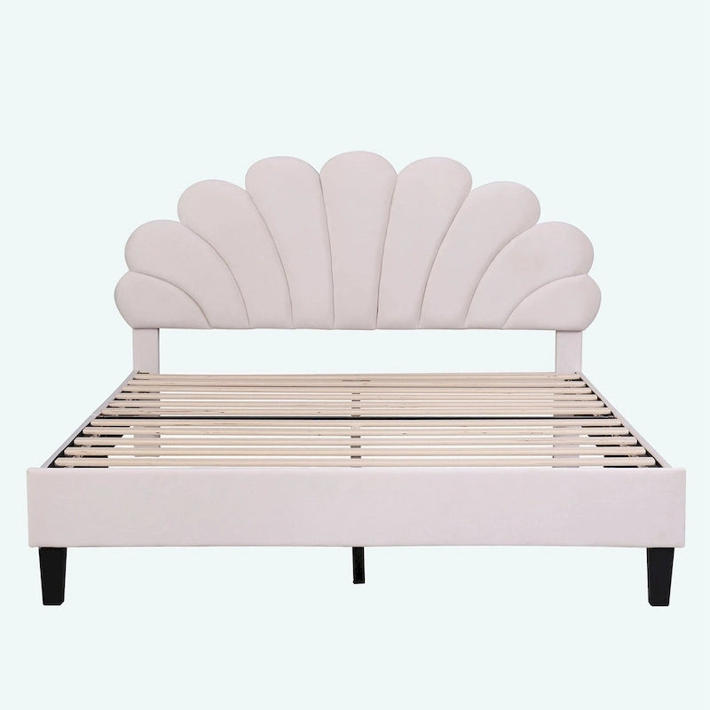 Lit plateforme rembourré Queen Size à motif floral