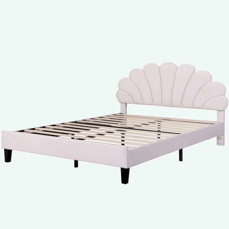 Lit plateforme rembourré Queen Size à motif floral