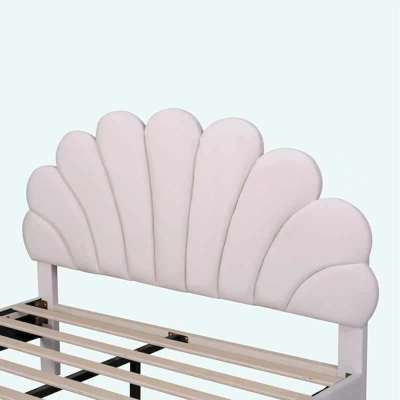Lit plateforme rembourré Queen Size à motif floral