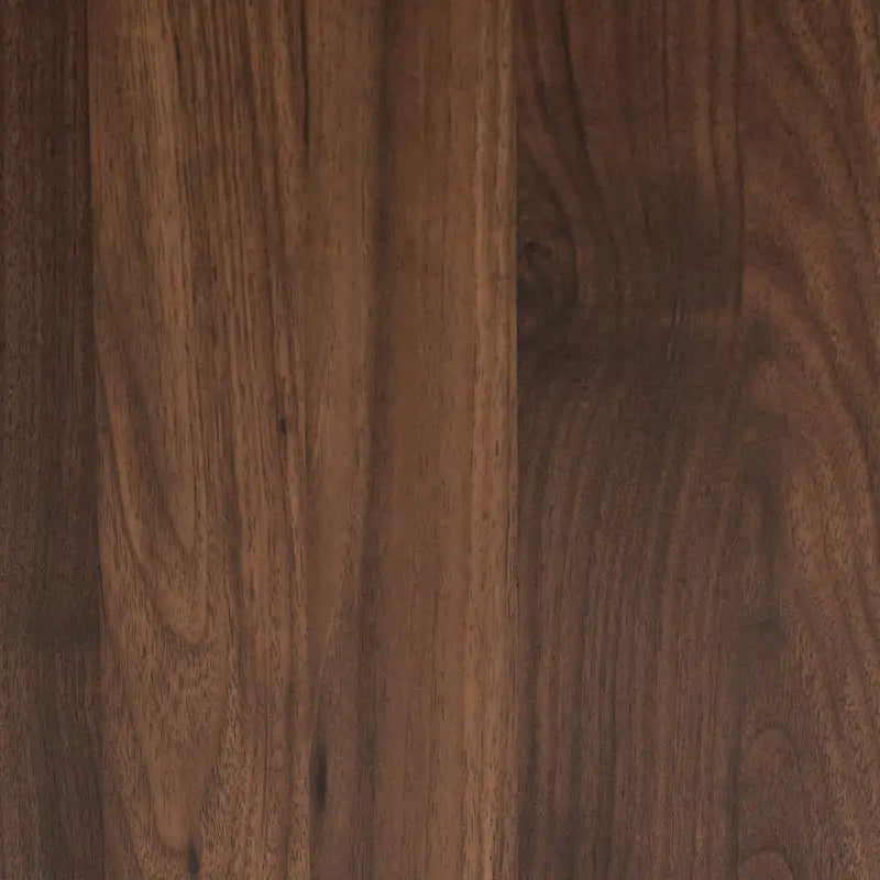 Table de chevet Cormac Transitional en bois et métal, 2 tiroirs, noyer/marron foncé