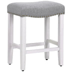 Tabouret de bar Jameson en polyester blanc antique, 61 cm (24 pouces), recouvert de tissu,