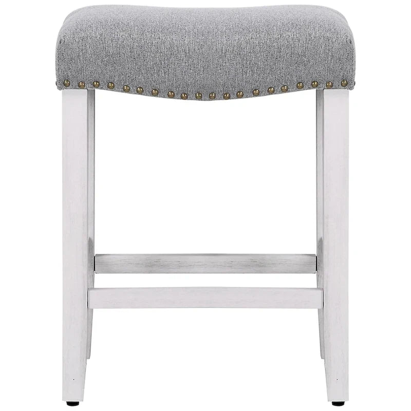 Tabouret de bar Jameson en polyester blanc antique, 61 cm (24 pouces), recouvert de tissu,