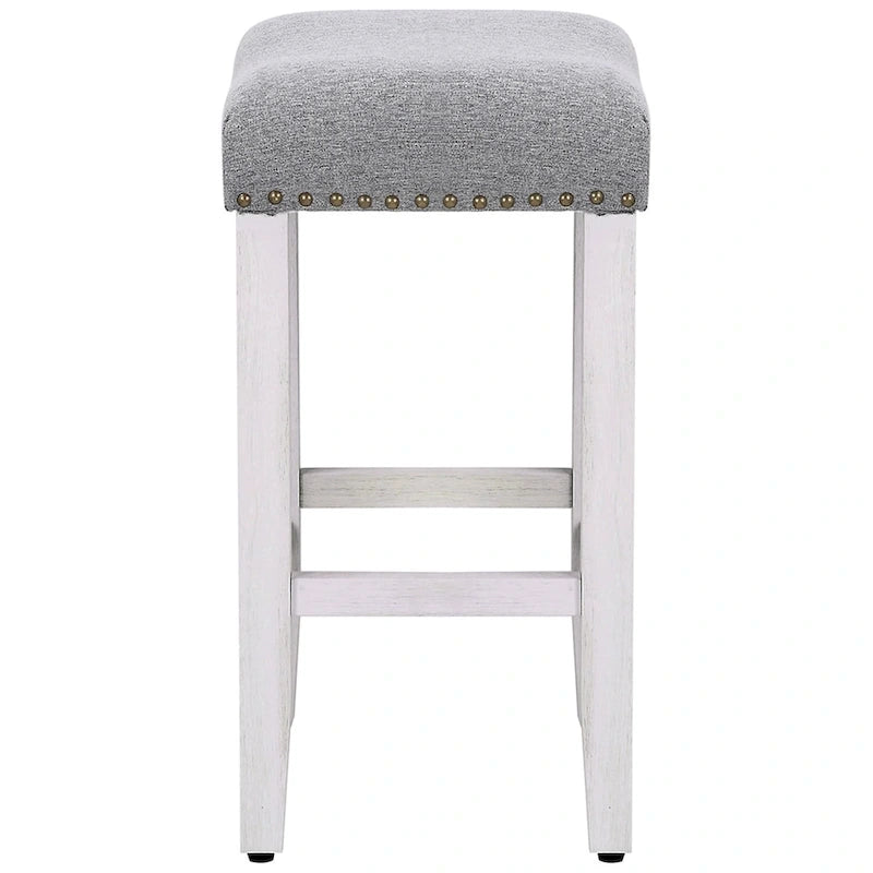 Tabouret de bar Jameson en polyester blanc antique, 61 cm (24 pouces), recouvert de tissu,