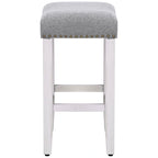 Tabouret de bar Jameson en polyester blanc antique, 61 cm (24 pouces), recouvert de tissu,