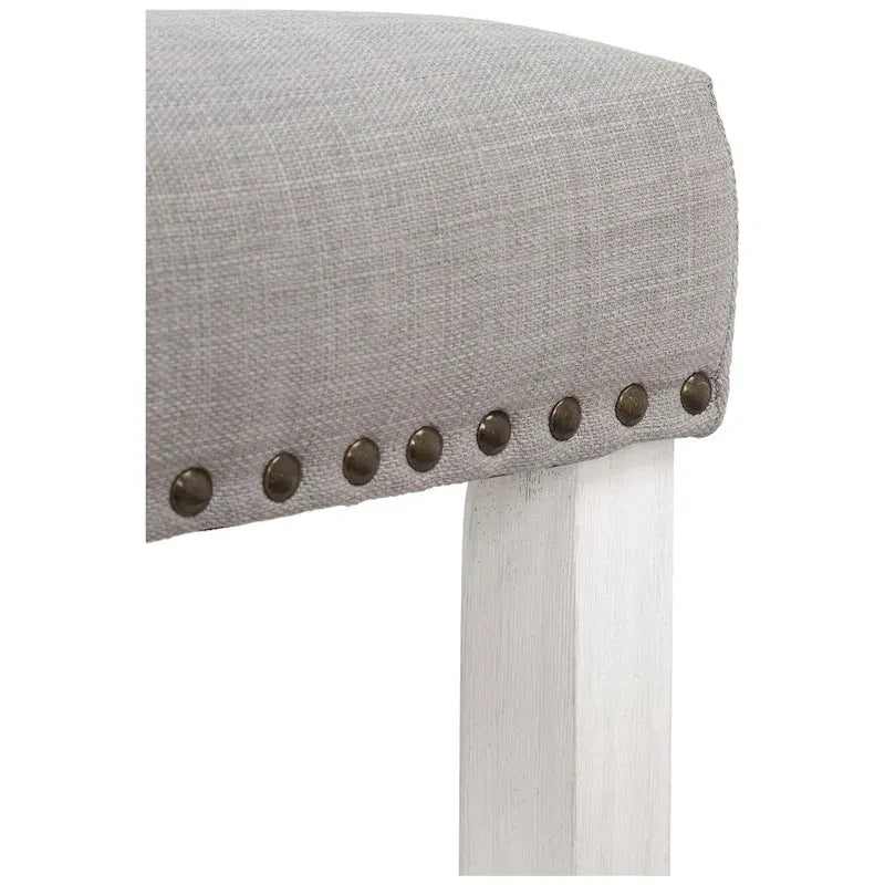 Tabouret de bar Jameson en polyester blanc antique, 61 cm (24 pouces), recouvert de tissu,