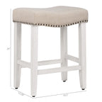 Tabouret de bar Jameson en polyester blanc antique, 61 cm (24 pouces), recouvert de tissu,
