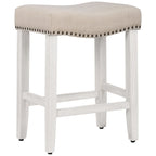 Tabouret de bar Jameson en polyester blanc antique, 61 cm (24 pouces), recouvert de tissu,