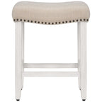 Tabouret de bar Jameson en polyester blanc antique, 61 cm (24 pouces), recouvert de tissu,