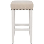 Tabouret de bar Jameson en polyester blanc antique, 61 cm (24 pouces), recouvert de tissu,