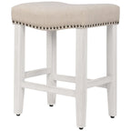 Tabouret de bar Jameson en polyester blanc antique, 61 cm (24 pouces), recouvert de tissu,