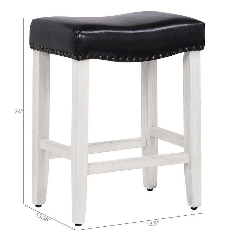 Tabouret de bar Jameson en polyester blanc antique, 61 cm (24 pouces), recouvert de tissu,