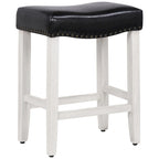 Tabouret de bar Jameson en polyester blanc antique, 61 cm (24 pouces), recouvert de tissu,