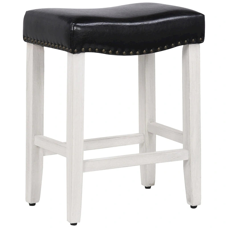 Tabouret de bar Jameson en polyester blanc antique, 61 cm (24 pouces), recouvert de tissu,
