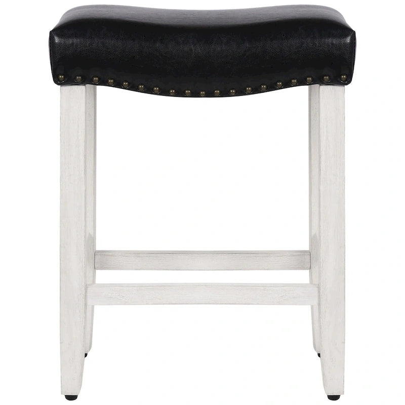 Tabouret de bar Jameson en polyester blanc antique, 61 cm (24 pouces), recouvert de tissu,