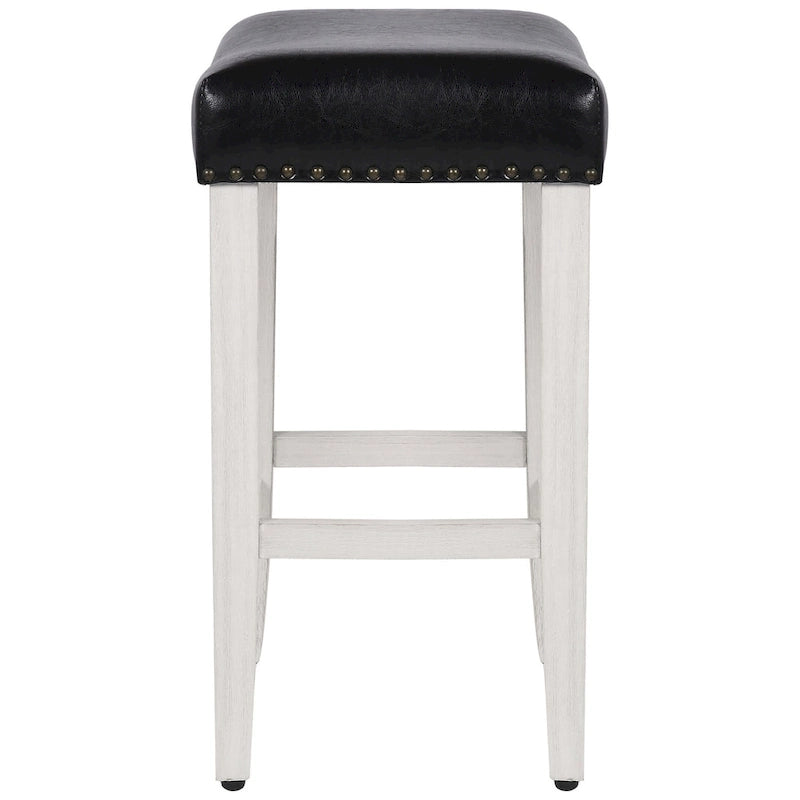 Tabouret de bar Jameson en polyester blanc antique, 61 cm (24 pouces), recouvert de tissu,
