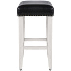 Tabouret de bar Jameson en polyester blanc antique, 61 cm (24 pouces), recouvert de tissu,