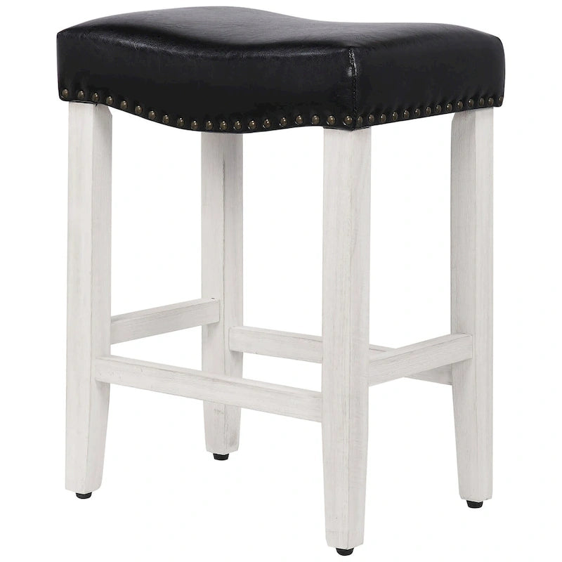 Tabouret de bar Jameson en polyester blanc antique, 61 cm (24 pouces), recouvert de tissu,