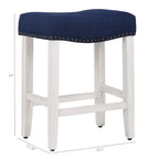 Tabouret de bar Jameson en polyester blanc antique, 61 cm (24 pouces), recouvert de tissu,