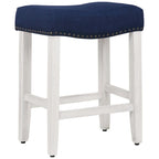 Tabouret de bar Jameson en polyester blanc antique, 61 cm (24 pouces), recouvert de tissu,
