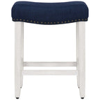 Tabouret de bar Jameson en polyester blanc antique, 61 cm (24 pouces), recouvert de tissu,